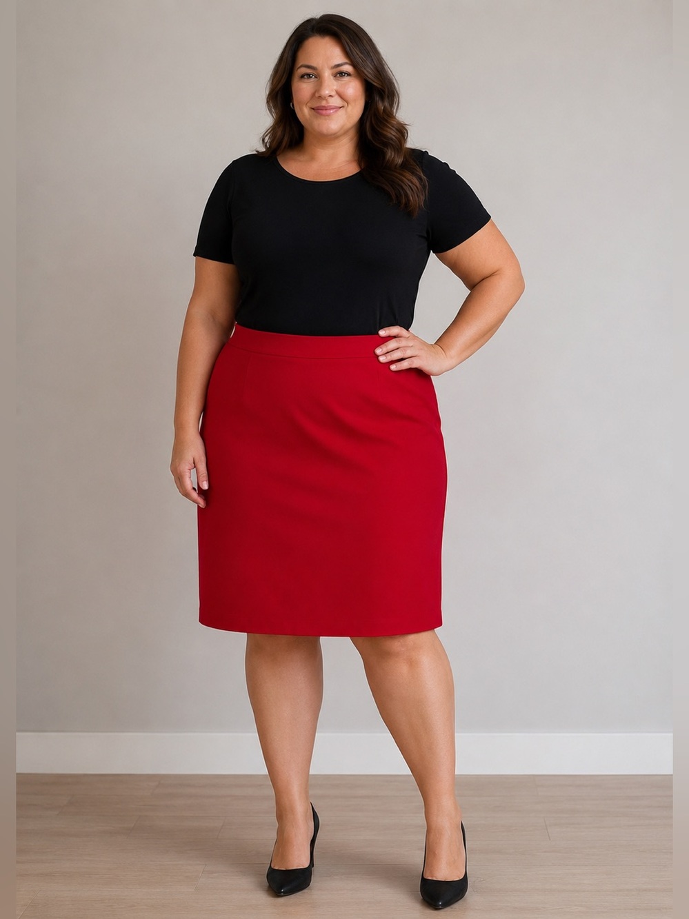 Tahari Red Pencil Skirt Womens 18 Knee Length Career Work Lined Classic